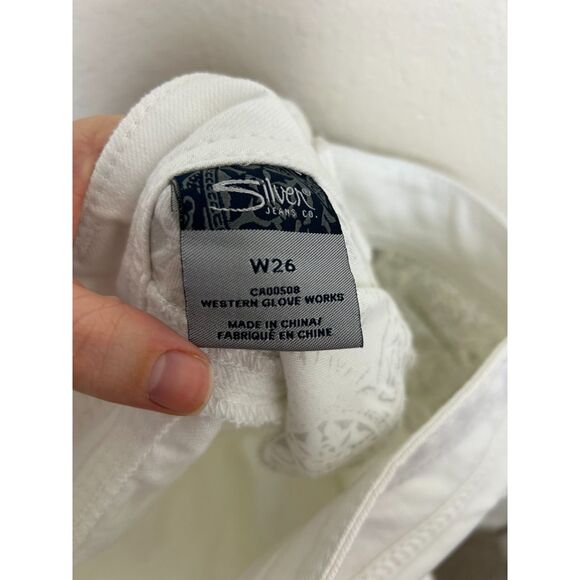 Silver Jeans Women's W26 White Denim Suki Capri Mid Rise - Picture 5 of 11